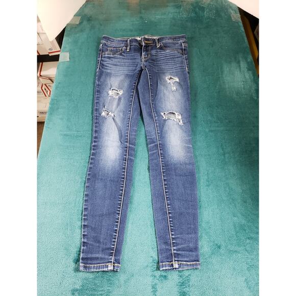 Mossimo Jeans Size 00 Womens Blue Stretch Denim Pants Ladies Mid Rise Jegging - Picture 2 of 11